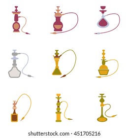 assembly flat icons Eastern smoke hookah