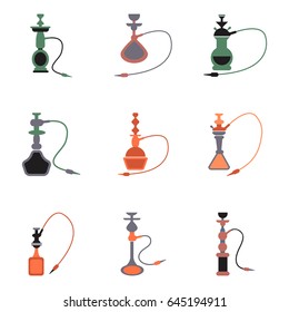 assembly flat icons Eastern smoke hookah