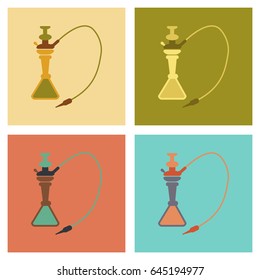 assembly flat icons Eastern smoke hookah