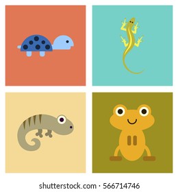 assembly of flat icons exotic wild reptiles