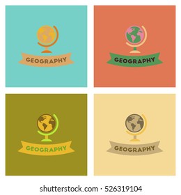 assembly flat icons geography lesson