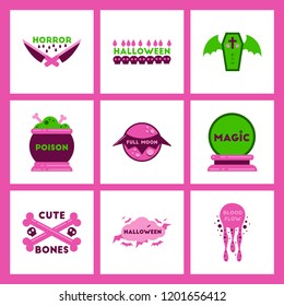 assembly flat icons halloween
