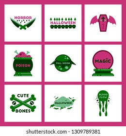 assembly flat icons halloween
