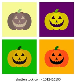 assembly flat icons halloween emotion pumpkin