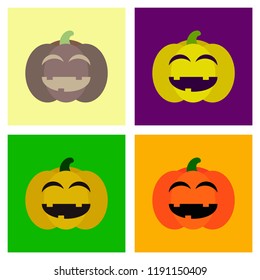 assembly flat icons halloween emotion pumpkin