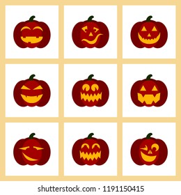 assembly flat icons halloween emotion pumpkin
