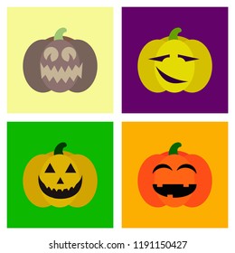 assembly flat icons halloween emotion pumpkin