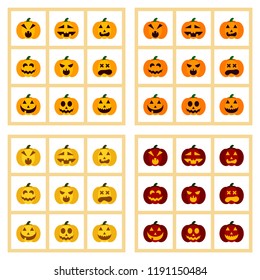 assembly flat icons halloween emotion pumpkin