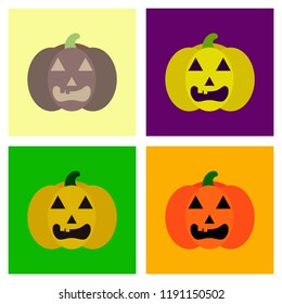 assembly flat icons halloween emotion pumpkin