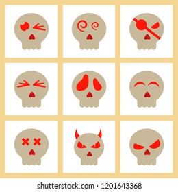 assembly flat icons halloween emotion skull