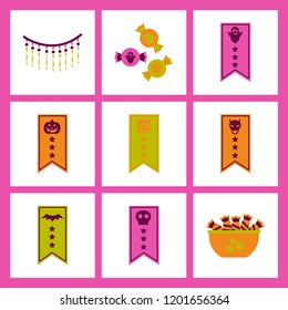 assembly flat icons halloween garland candy