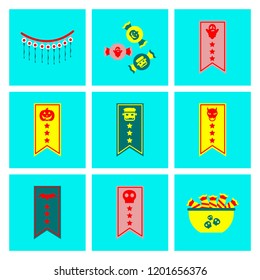 assembly flat icons halloween garland candy