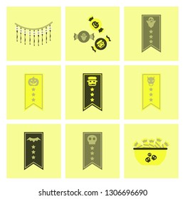assembly flat icons halloween garland candy