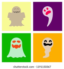 assembly flat icons Halloween ghost