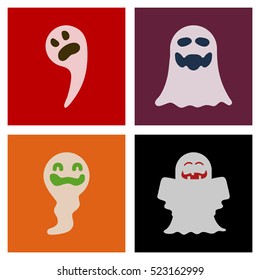 assembly flat icons Halloween ghost