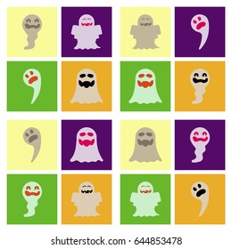 assembly flat icons Halloween ghost