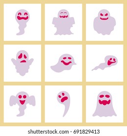 assembly flat icons Halloween ghost