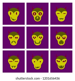 assembly flat icons halloween monster