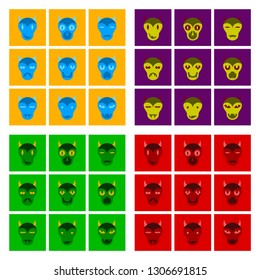 assembly flat icons halloween monster