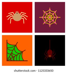 assembly flat icons halloween spider web