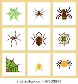 assembly flat icons halloween spider web