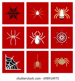 assembly flat icons halloween spider web