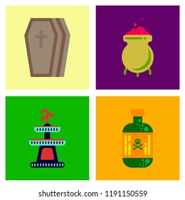 assembly flat icons Halloween symbols