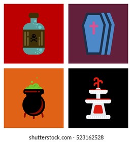 assembly flat icons Halloween symbols