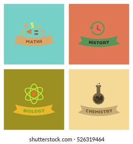 assembly flat icons history math biology chemistry lesson