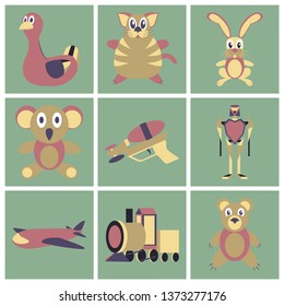 assembly flat icons Kids toys