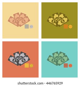 assembly flat icons Money dice chips