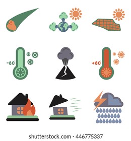 assembly flat icons natural disasters
