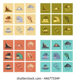 assembly flat icons natural disasters