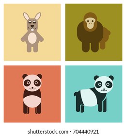assembly flat icons nature Panda monkey rabbit