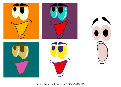 assembly of flat icons on theme Cartoon face funny emotion