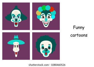 assembly of flat icons on theme funny clowns