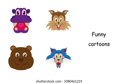 assembly of flat icons on theme funny animals