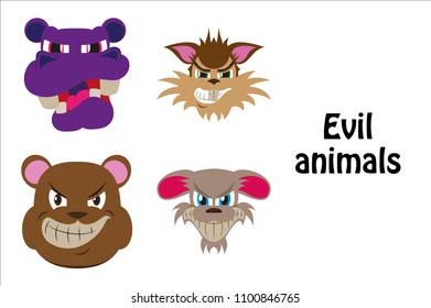 assembly of flat icons on theme evil animals