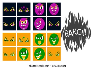 assembly of flat icons on theme evil emotions
