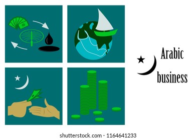 assembly of flat icons on theme Arabic business