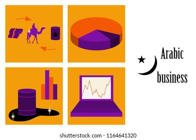 assembly of flat icons on theme Arabic business
