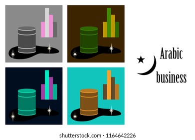 assembly of flat icons on theme Arabic business oil chart