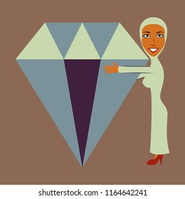 assembly of flat icons on theme Arabic business Muslim with a diamond