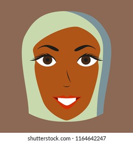 assembly of flat icons on theme Arabic business portrait of an Arab woman