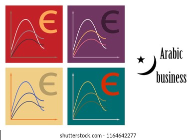 assembly of flat icons on theme Arabic business euro chart