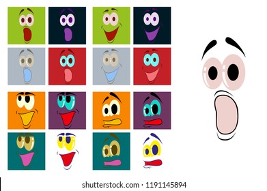 assembly of flat icons on theme Cartoon face funny emotion
