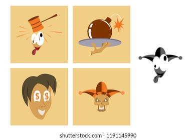 assembly of flat icons on theme humor