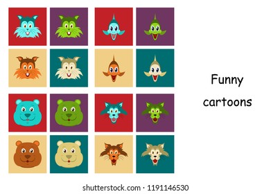 assembly of flat icons on theme funny animals