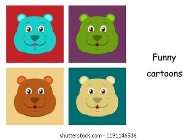 assembly of flat icons on theme funny animals bear