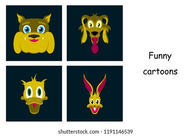 assembly of flat icons on theme funny animals